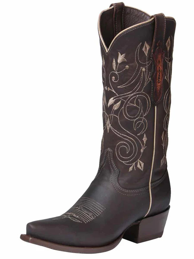 Women's Espresso Brown Snip Toe Cowgirl Boot | Bota Vaquera Café