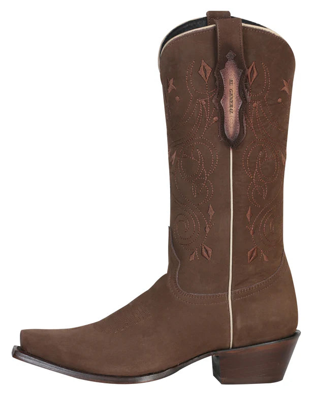 Women's Brown Suede Snip Toe Cowgirl Boot | Bota Vaquera Café