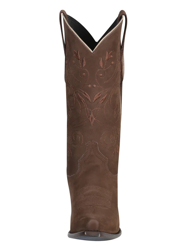 Women's Brown Suede Snip Toe Cowgirl Boot | Bota Vaquera Café