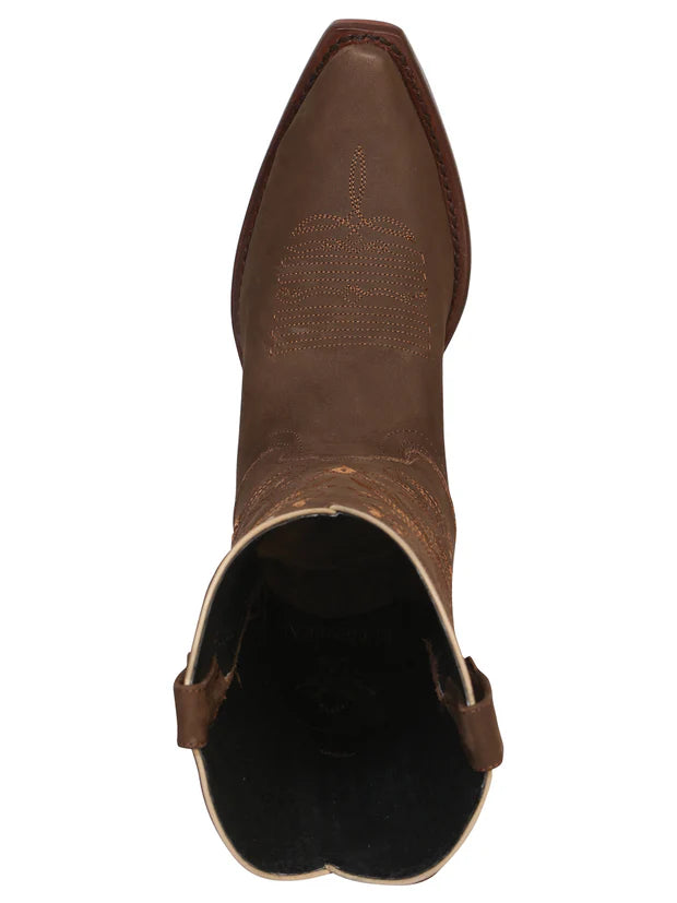 Women's Brown Suede Snip Toe Cowgirl Boot | Bota Vaquera Café