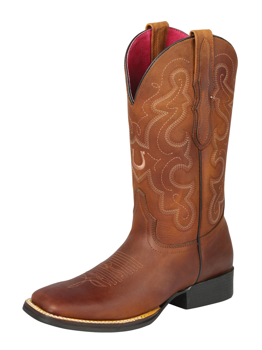 Women's Honey Brown Classic Western Cowboy Boot – Rubber Sole