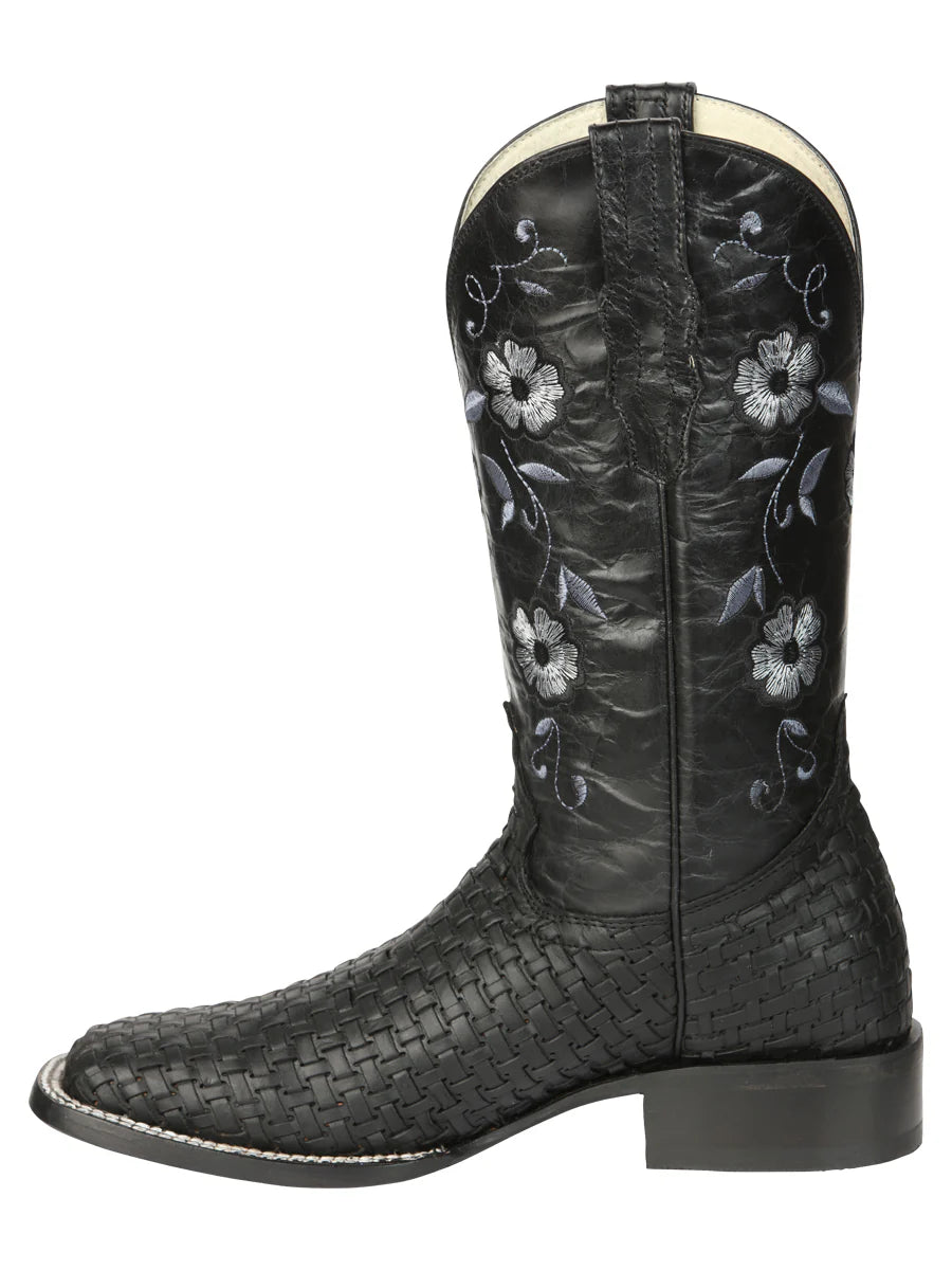 Women's Petatillo Cowgirl Boots – Floral Embroidered Western Boots Handcrafted in Mexico