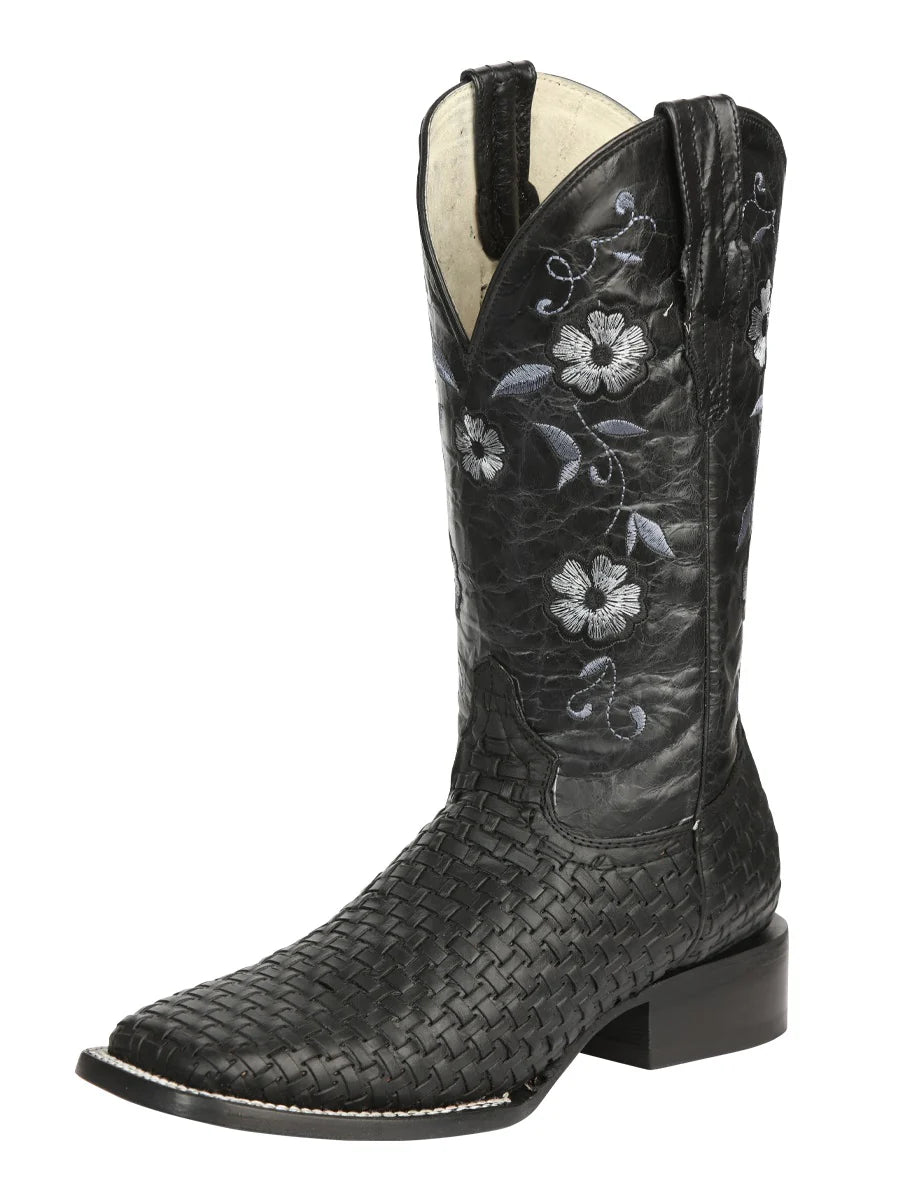 Women's Petatillo Cowgirl Boots – Floral Embroidered Western Boots Handcrafted in Mexico