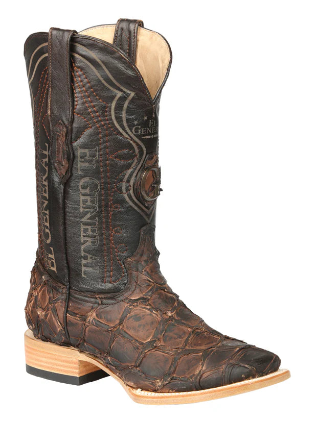 Exotic Pirarucu Monster Fish Leather Cowboy Boots – Square Toe Western Boots