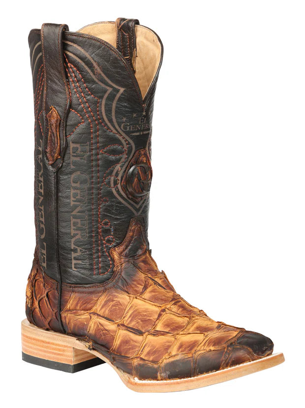 Exotic Pirarucu Monster Fish Leather Cowboy Boots – Square Toe Western Boots