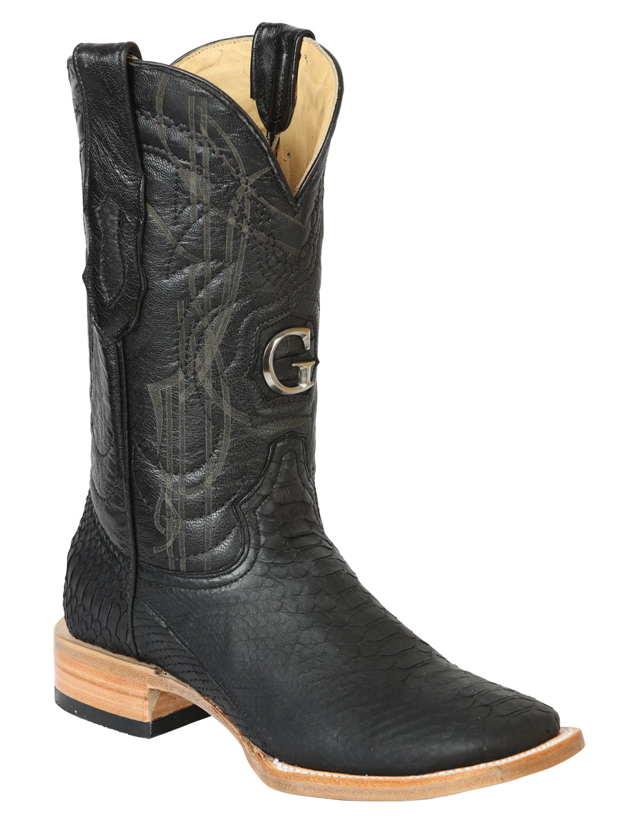 Men's El General Brown Python Leather Western Cowboy Boot | Charro ...