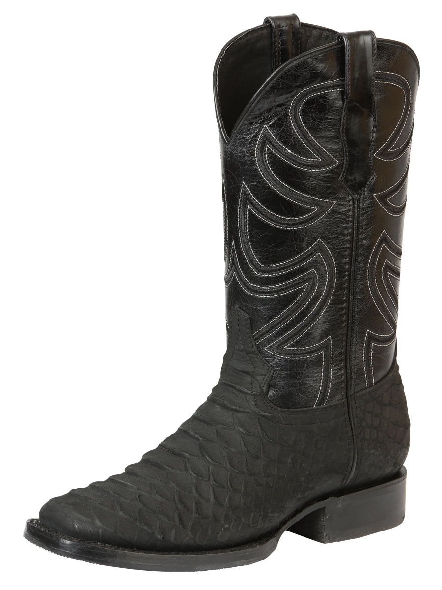 Mens Black Python Print Western Cowboy Boot