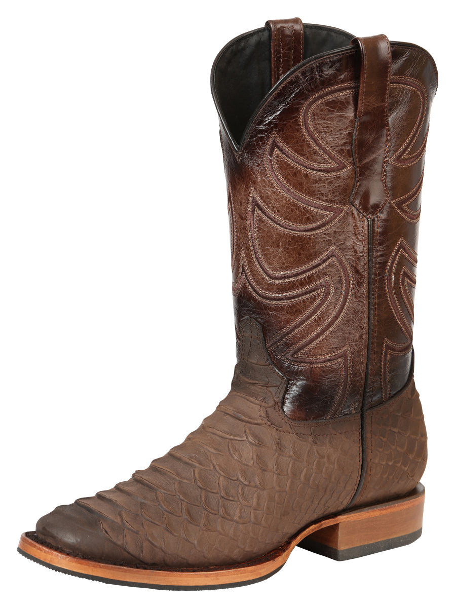 Men's Brown Python Print Western Cowboy Boot