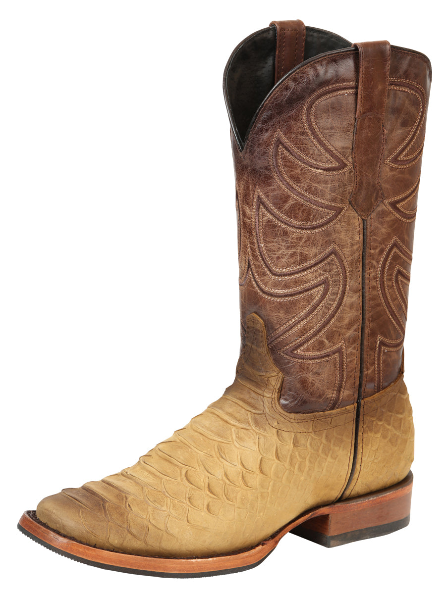 Men's Sand Python Print Western Cowboy Boot