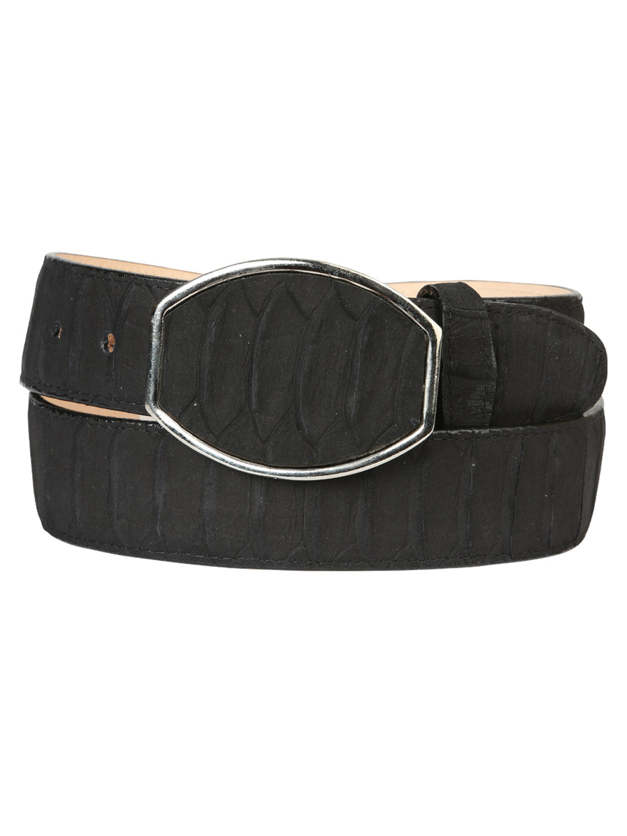 Black Python Print Western Belt with Silver Buckle