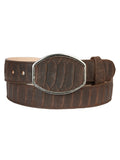 Brown Python Print Western Belt with Silver Buckle