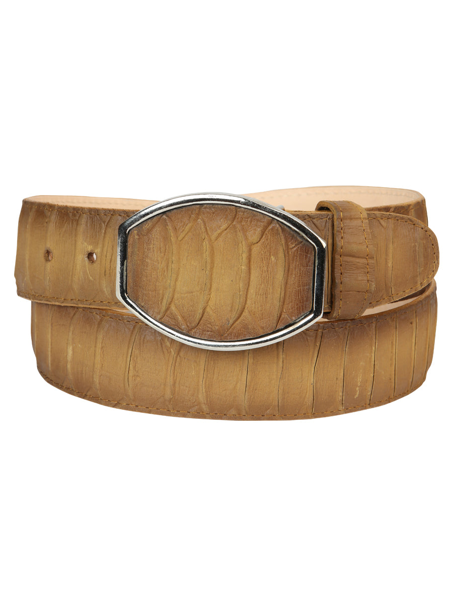 Sand Python Print Western Belt with Silver Buckle
