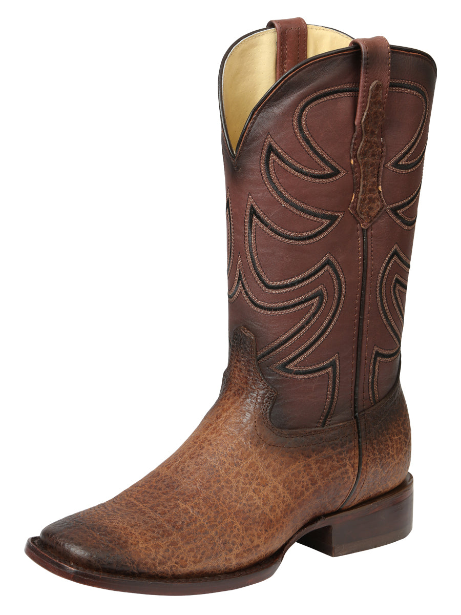 Men's Elephant Print Cowboy Boots – Tan & Dark Brown