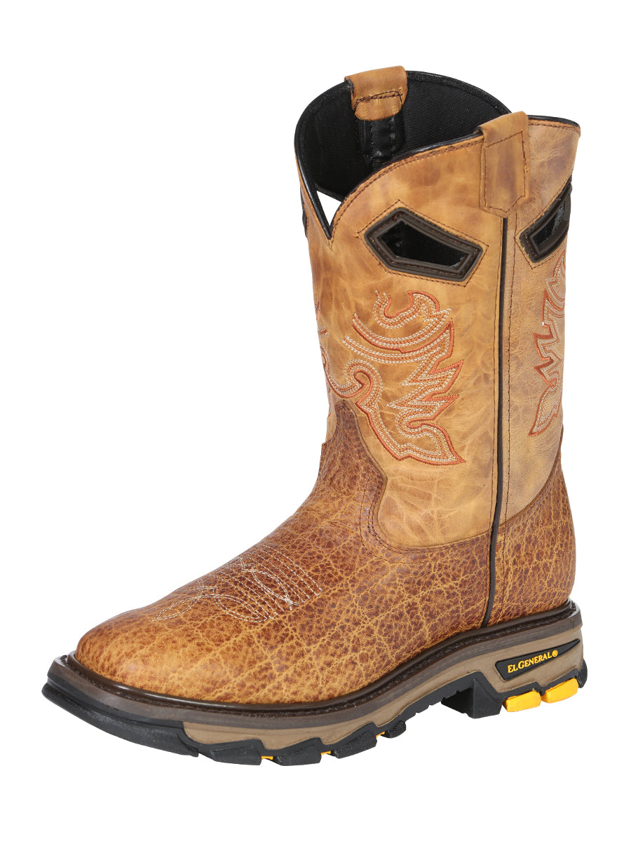 Men's Elephant Print Work Boot – Honey/Tan