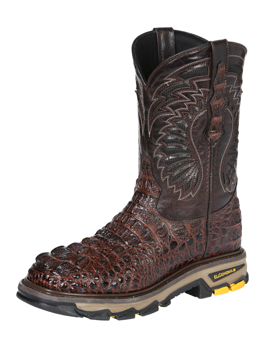 Men's Caiman Hornback Print Work Boot – Dark Chocolate Brown