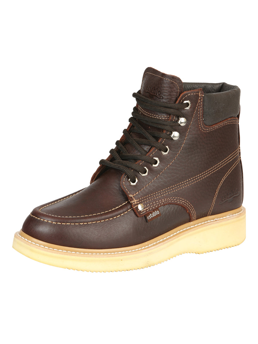 Establo Men's Moc Toe Work Boot – Brown Leather