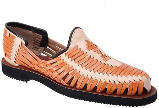 Mens Leather Authentic Mexican Huarache Sandal Closed Toe, Zapato Artesanal Mocasin hecho a mano