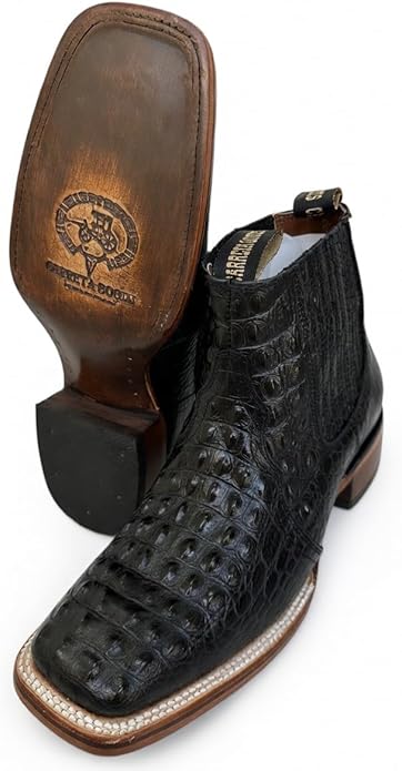 Square Toe Crocodile Print Short Ankle Cowboy Boots Lomo Nilo