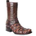 Men's Exotic Pirarucu Monster Fish Leather Moto Western Boot with Zipper
