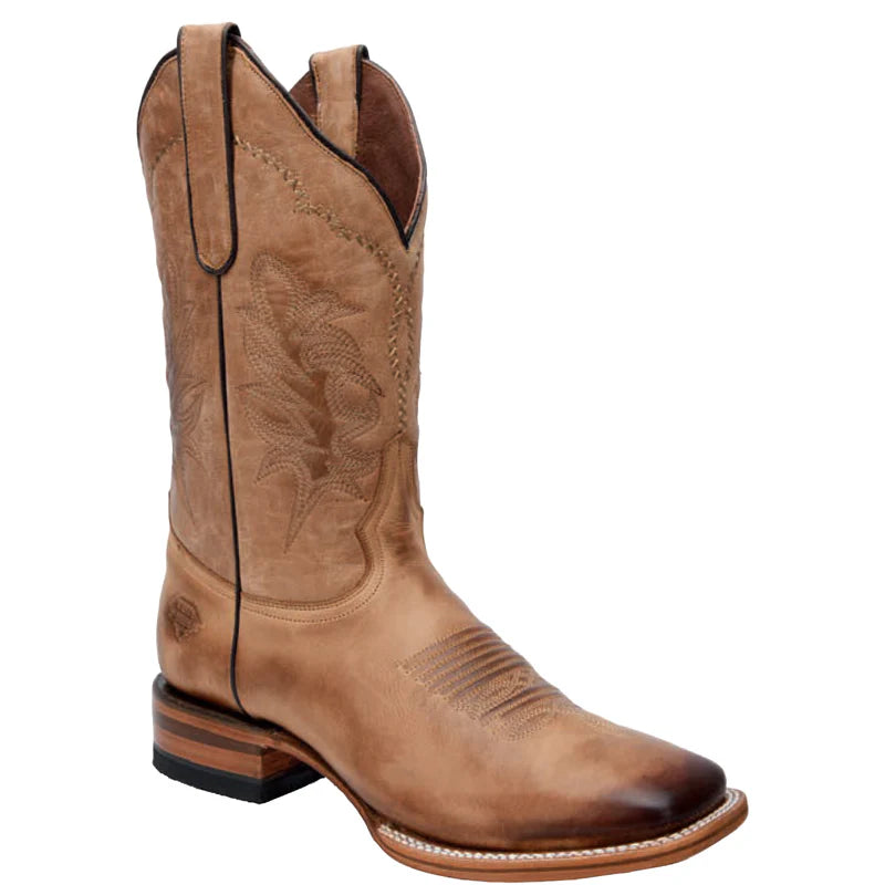 Men's Sand Napa Leather Cowboy Boots – Square Toe Western Boots Handcrafted in Mexico