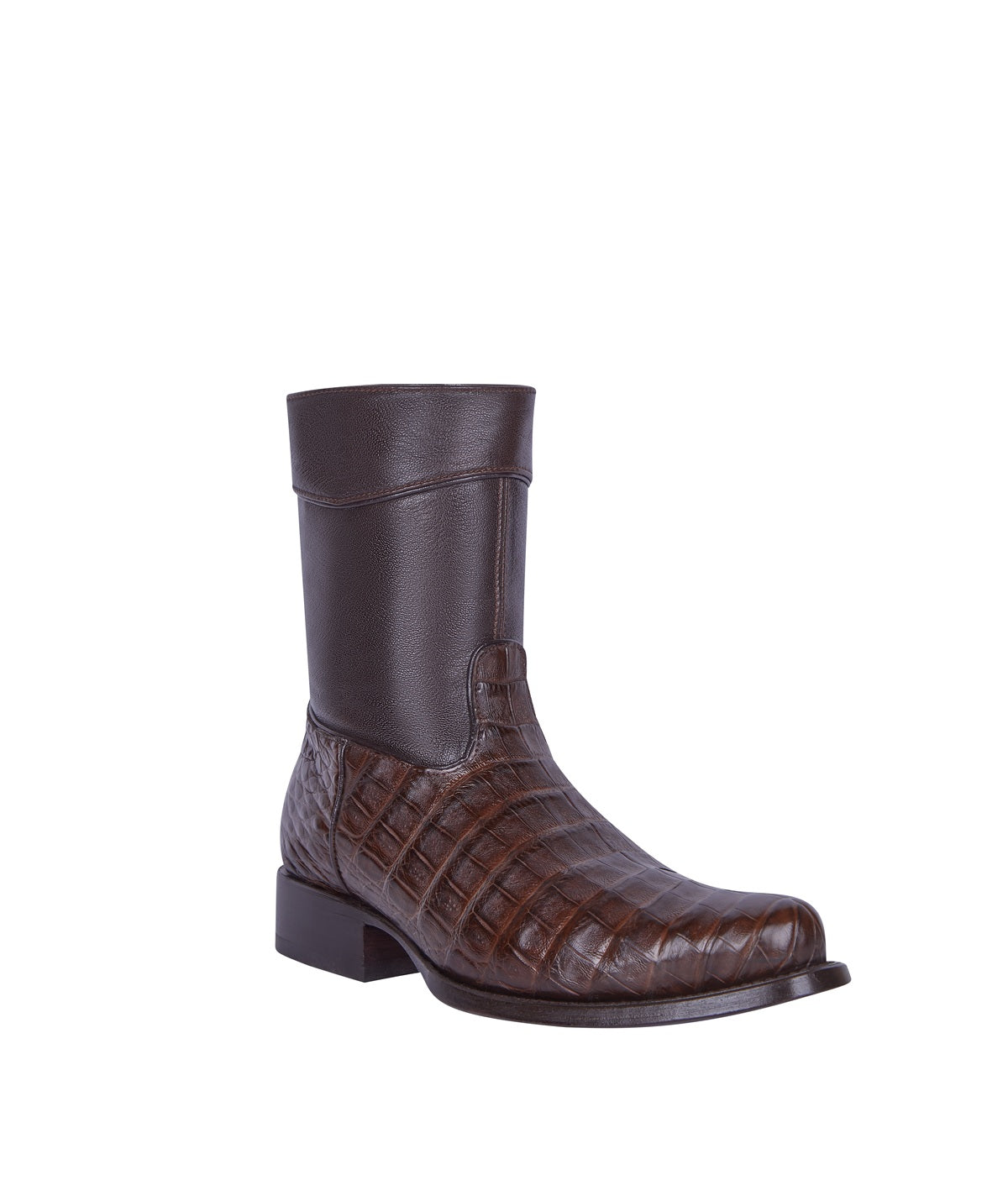 Men's Exotic Brown Caiman Belly Round Toe Cowboy Boots