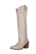 Women's Bone Ivory Embroidered Knee-High Snip Toe Cowgirl Boots – Tall Western Fashion Boots