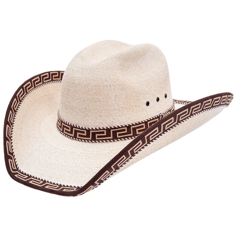 Sahuayo Palm Cowboy Hat with Aztec Brim & Hatband | Sombrero de Palma Decorado