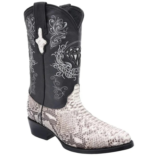 Men's Exotic Natural Python Skin Snip Toe Cowboy Boots