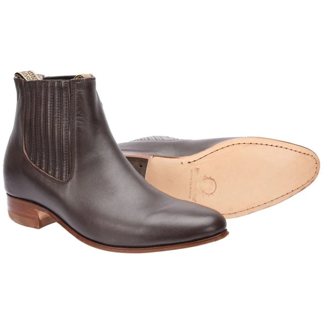 Men's Leather Charro Ankle Boots – Handcrafted Mexican Boots