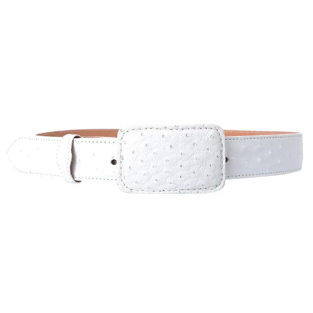 Exotic Ostrich/Avestruz Leather Belt – Square Buckle Western Belt Handcrafted in Mexico