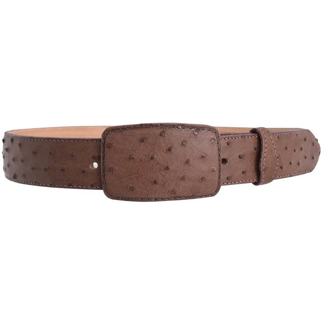 Exotic Ostrich/Avestruz Leather Belt – Square Buckle Western Belt Handcrafted in Mexico
