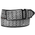 Embroidered Western Leather Belt - Black & Silver