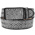 Men's Embroidered Geometric Western Belt - Silver & Black