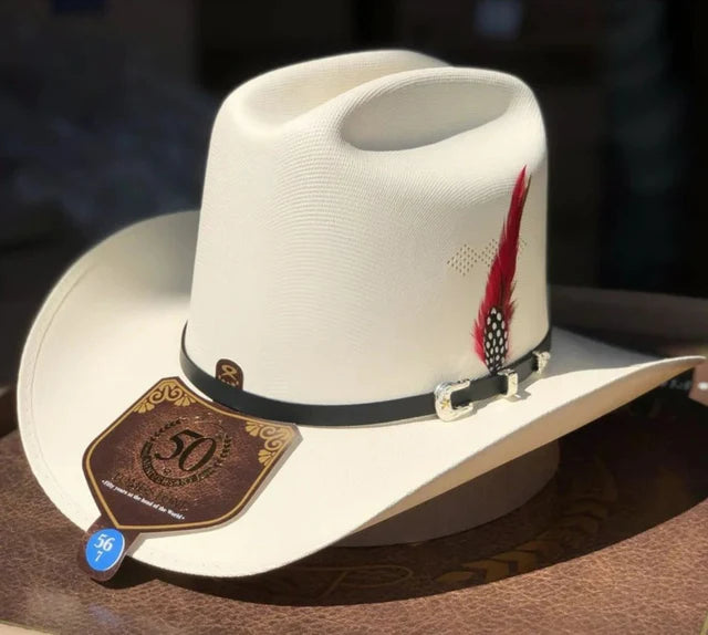 1000X Tombstone "Los Dos Carnales" Straw Cowboy Hat with Feather Plumes | Sombrero con Plumas